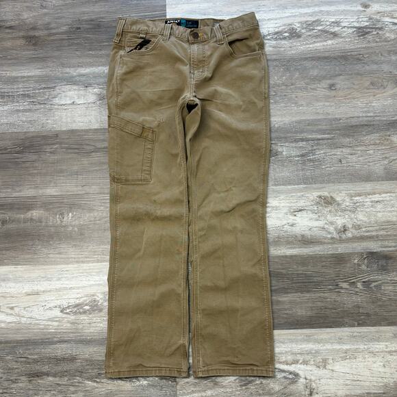 Ariat Rebar M7 Mens 32x29 Slim Fit Straight Leg Workwear Khaki Cargo Pants - Picture 1 of 13